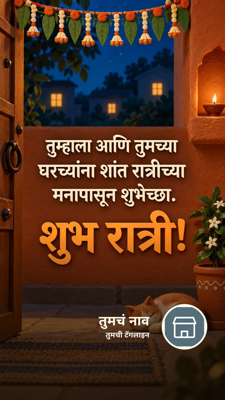 तुम्हाला आणि तुमच्या - Shubh Ratri Image, फुलं, दिवा, गाव