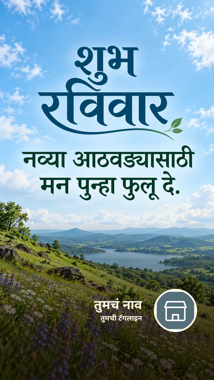 शुभ रविवार - नव्या आठवड्यासाठी मन पुन्हा फुलू दे. - दिवसभराच्या शुभेच्छा Image, निसर्ग, डोंगर, नदी