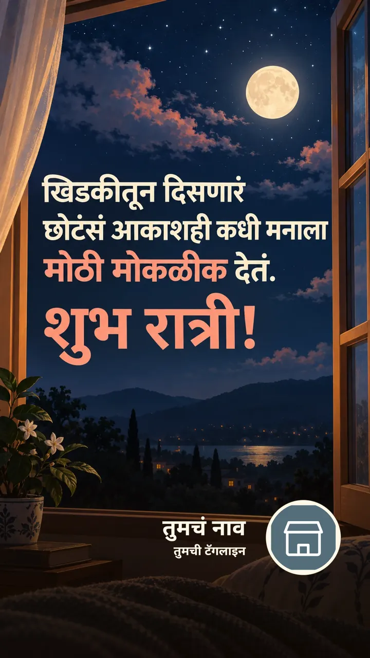 खिडकीतून दिसणारं - Shubh Ratri Image, आकाश, चंद्र