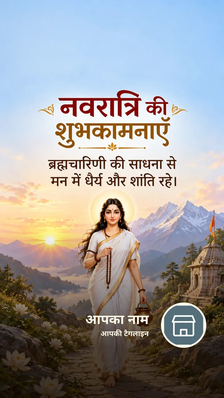 नवरात्रि की शुभकामनाएँ - ब्रह्मचारिणी की साधना से - Festival Image, कमल, पहाड़