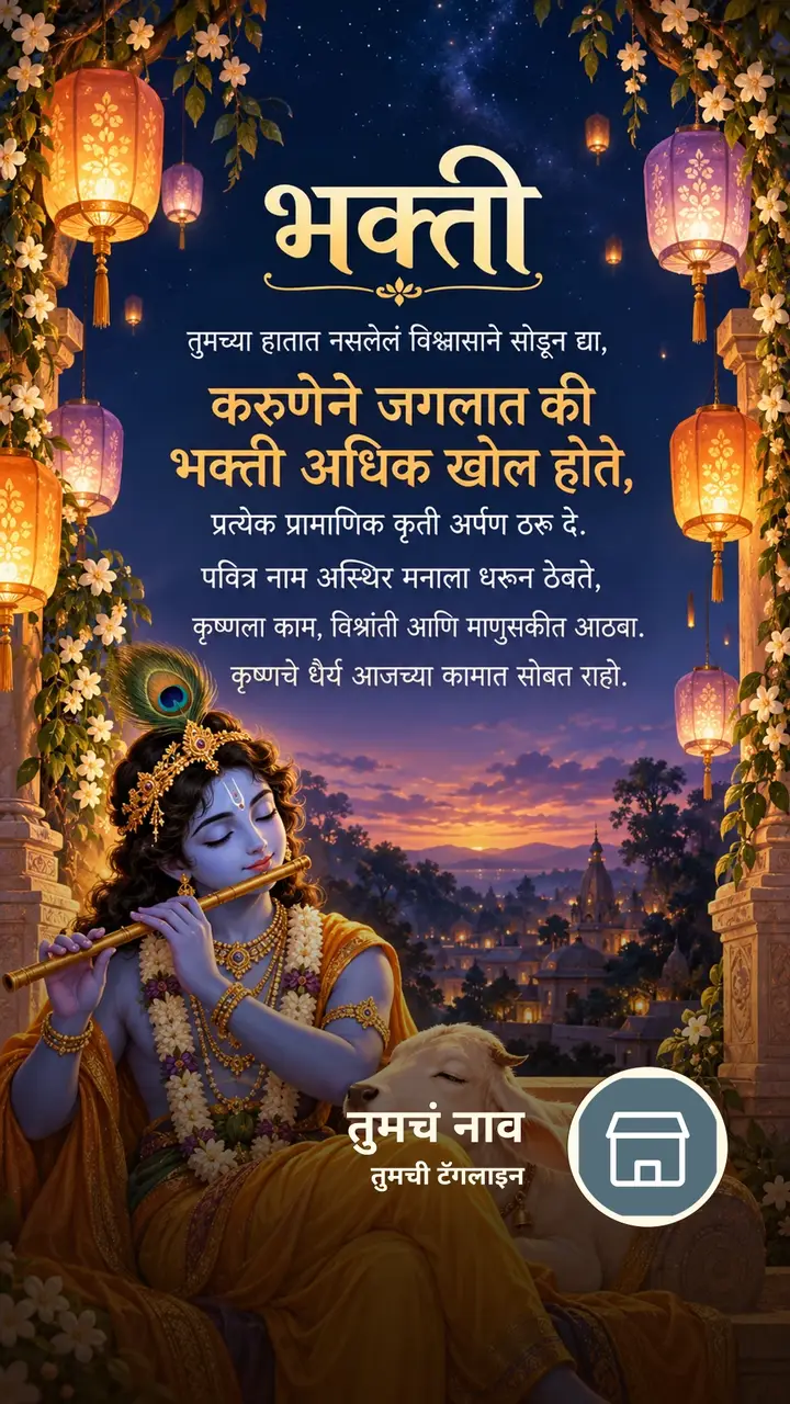 भक्ती - तुमच्या हातात नसलेलं विश्वासाने सोडून द्या, - करुणेने जगलात - Bhakti Image, फुलं, दिवा, कृष्ण