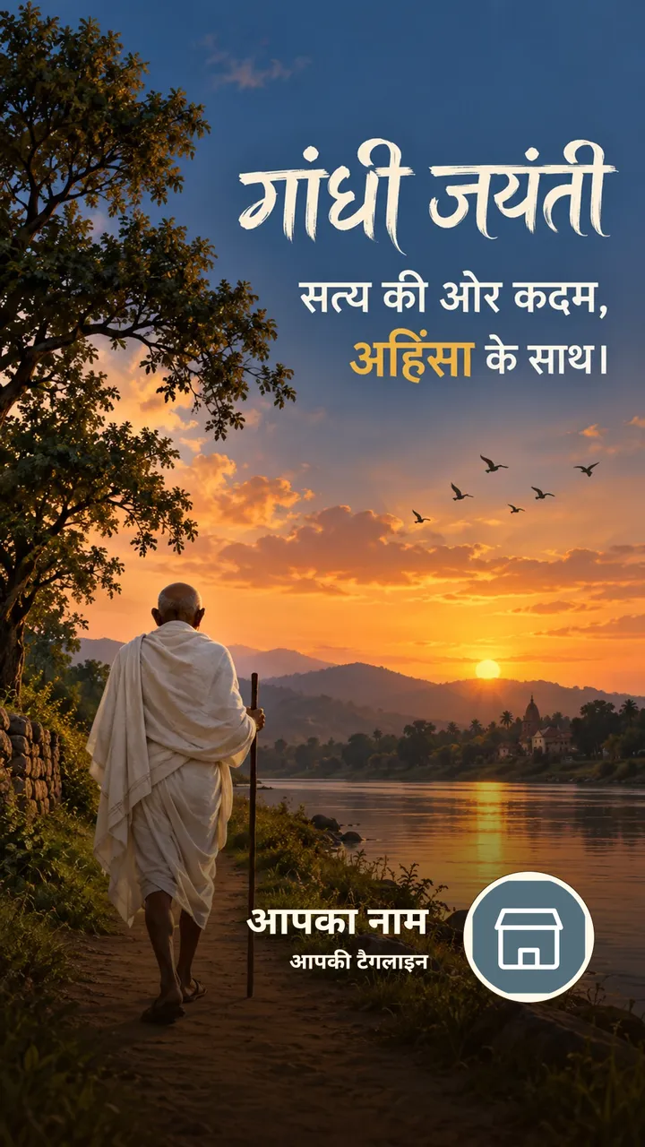 गांधी जयंती - सत्य की ओर कदम, - Festival Image, नदी, पक्षी