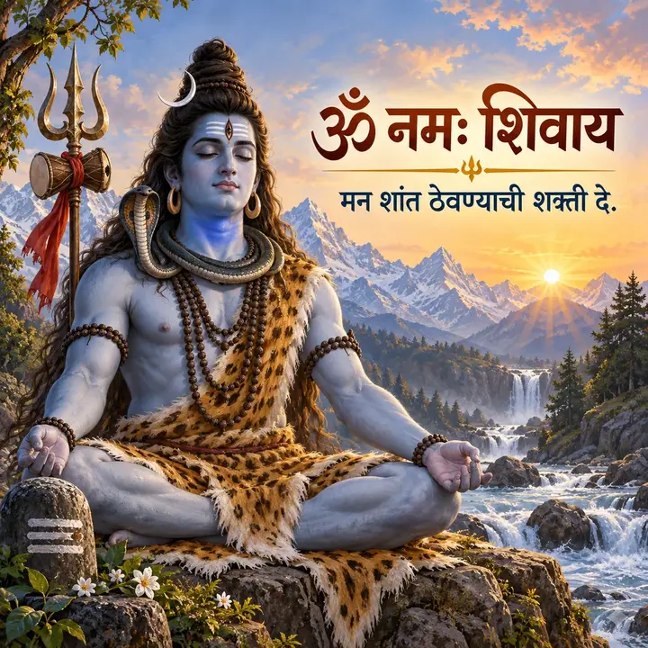 ॐ नमः शिवाय - मन शांत ठेवण्याची शक्ती दे. - Bhakti Image, डोंगर, नदी, शिव