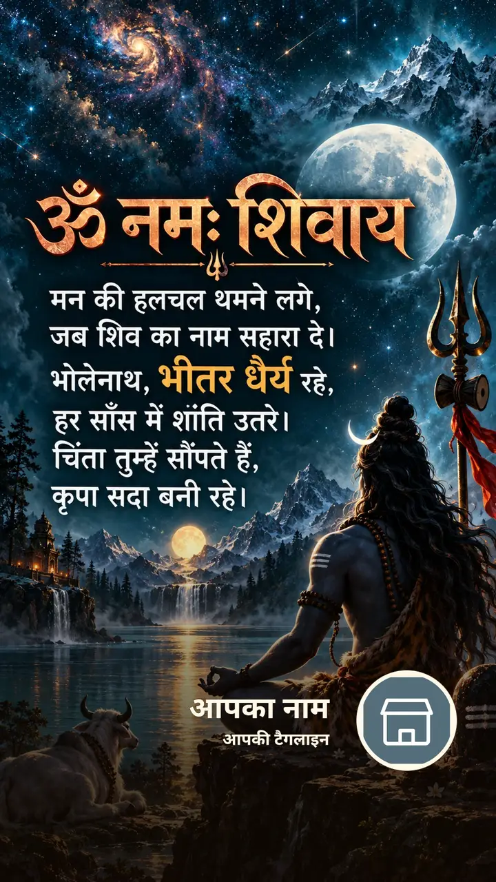 ॐ नमः शिवाय - मन की हलचल थमने लगे, - Bhakti Image, शिव
