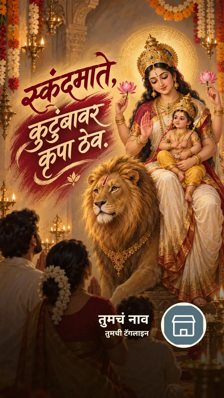 स्कंदमाते, कुटुंबावर कृपा ठेव. - Bhakti Image, कमळ, दिवा, दुर्गा