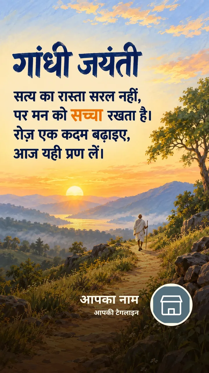 गांधी जयंती - सत्य का रास्ता सरल नहीं, - Festival Image, पहाड़