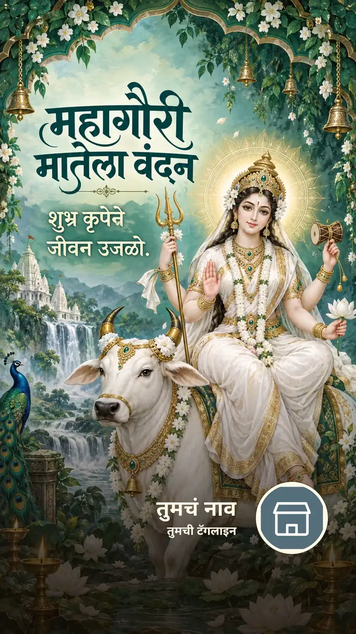 महागौरी मातेला वंदन - शुभ्र कृपेने - Bhakti Image, फुलं, कमळ, दुर्गा