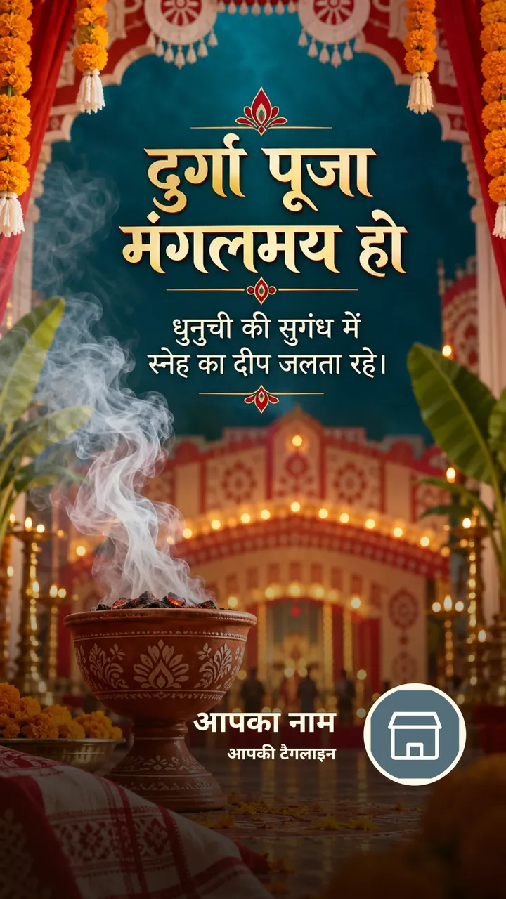 दुर्गा पूजा मंगलमय हो - Festival Image, फूल, प्रकृति, दीया