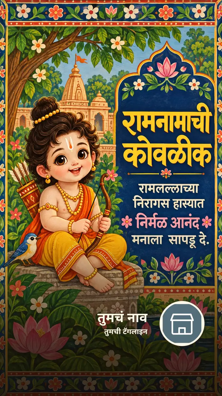 रामनामाची कोवळीक - Bhakti Image, फुलं, कमळ, पक्षी, राम