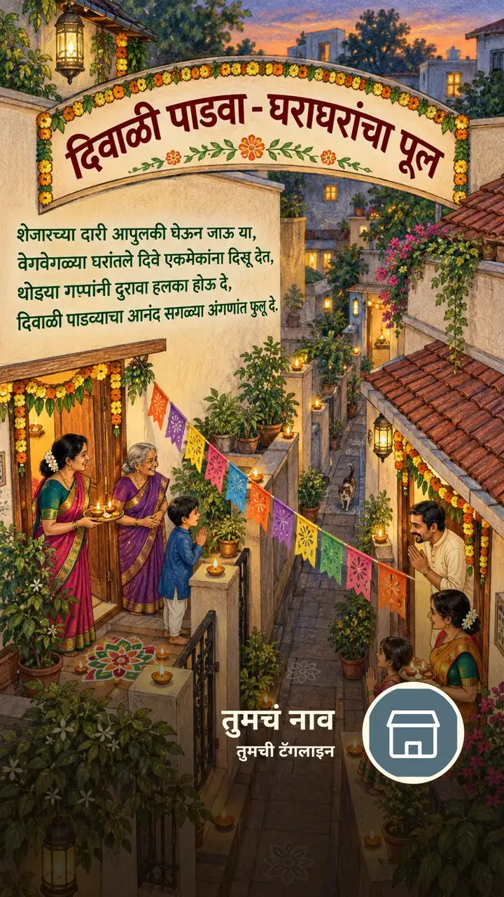 दिवाळी पाडवा - घराघरांचा पूल - Festival Image, फुलं, दिवा, गाव, कुटुंब, मित्र