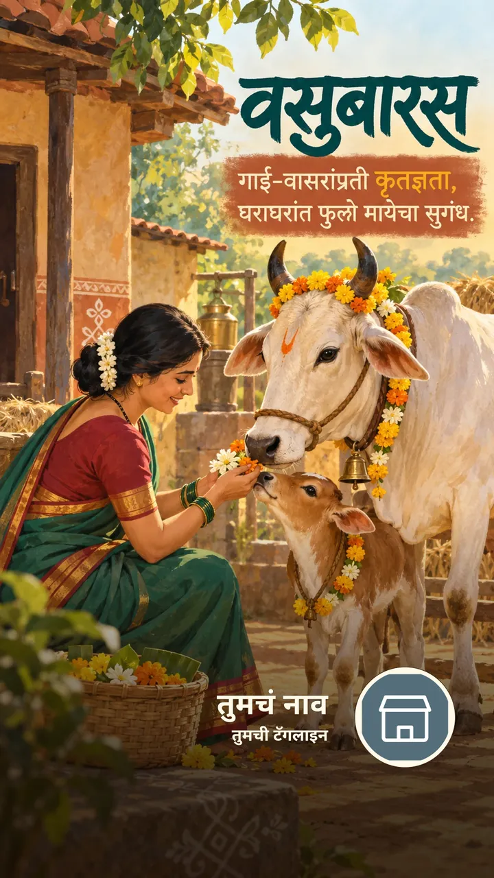 वसुबारस - गाई-वासरांप्रती कृतज्ञता, - Festival Image, फुलं, गाव, कुटुंब