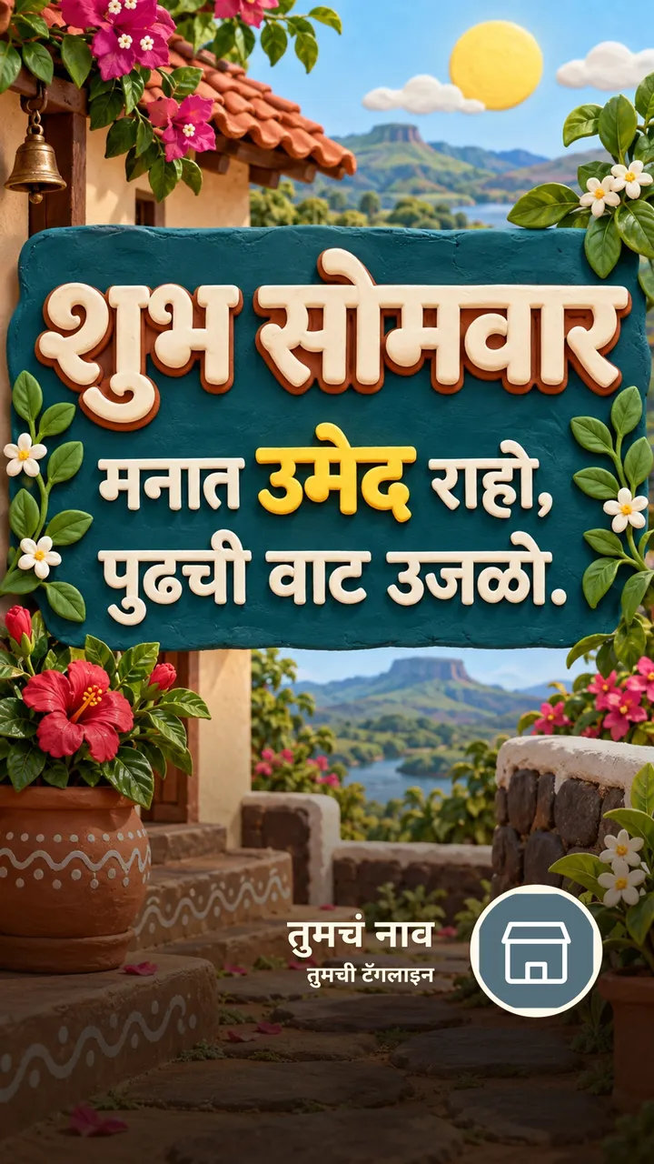 शुभ सोमवार - मनात उमेद राहो, - दिवसभराच्या शुभेच्छा Image, फुलं, निसर्ग, डोंगर
