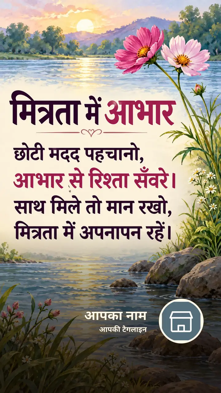 मित्रता में आभार - Suvichar Image, फूल, नदी