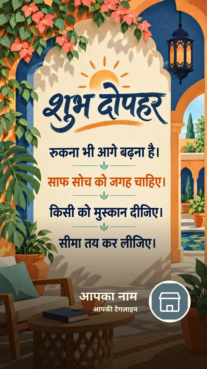 शुभ दोपहर - रुकना भी आगे बढ़ना है। - साफ सोच को जगह - Dopahar Image