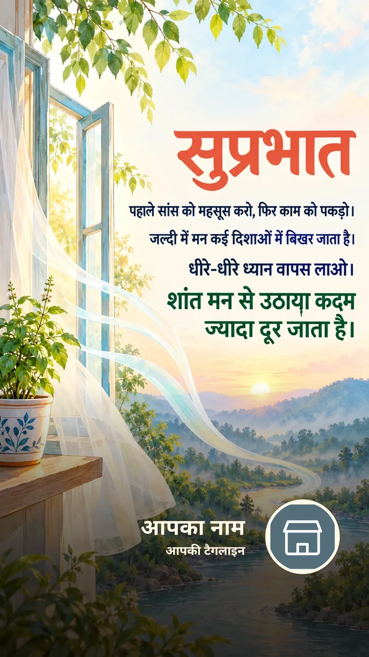 सुप्रभात - पहले सांस को महसूस करो, फिर काम को पकड़ो। - Suprabhat Image, प्रकृति, नदी