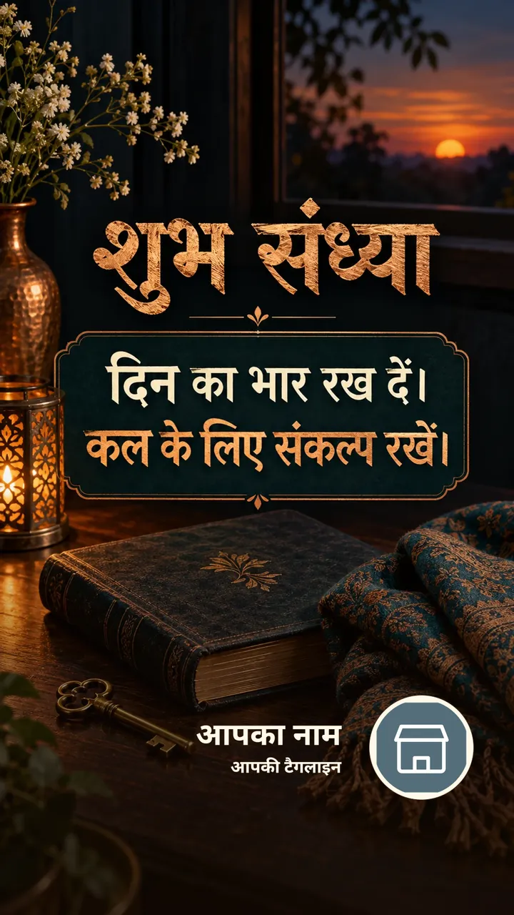 शुभ संध्या - दिन का भार रख दें। - कल के लिए संकल्प रखें। - Sandhya Image