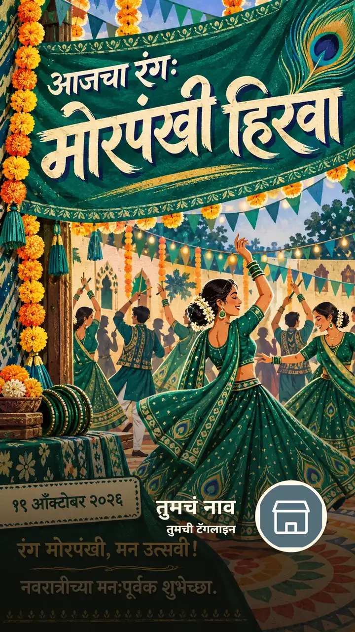 आजचा रंग: मोरपंखी हिरवा - १९ ऑक्टोबर २०२६ - रंग मोरपंखी - Festival Image, फुलं, निसर्ग, मित्र