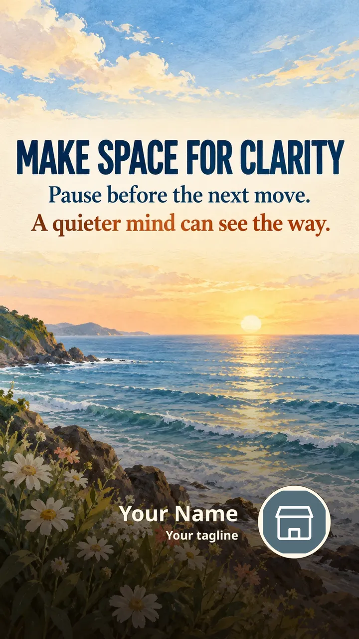 MAKE SPACE FOR CLARITY - Quote Image, Flowers, Sea, Sky