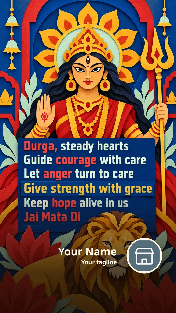 Durga, steady hearts - Devotional Image, Lotus, Durga