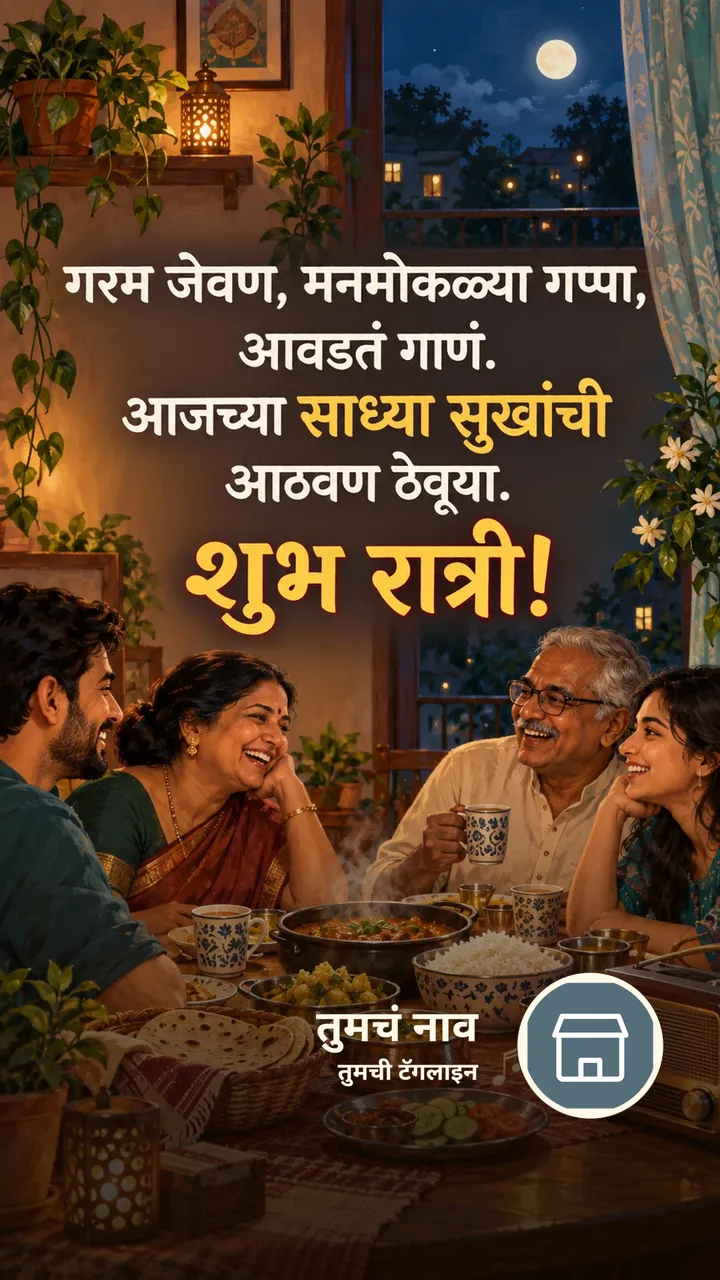 गरम जेवण, मनमोकळ्या गप्पा, - Shubh Ratri Image, कुटुंब