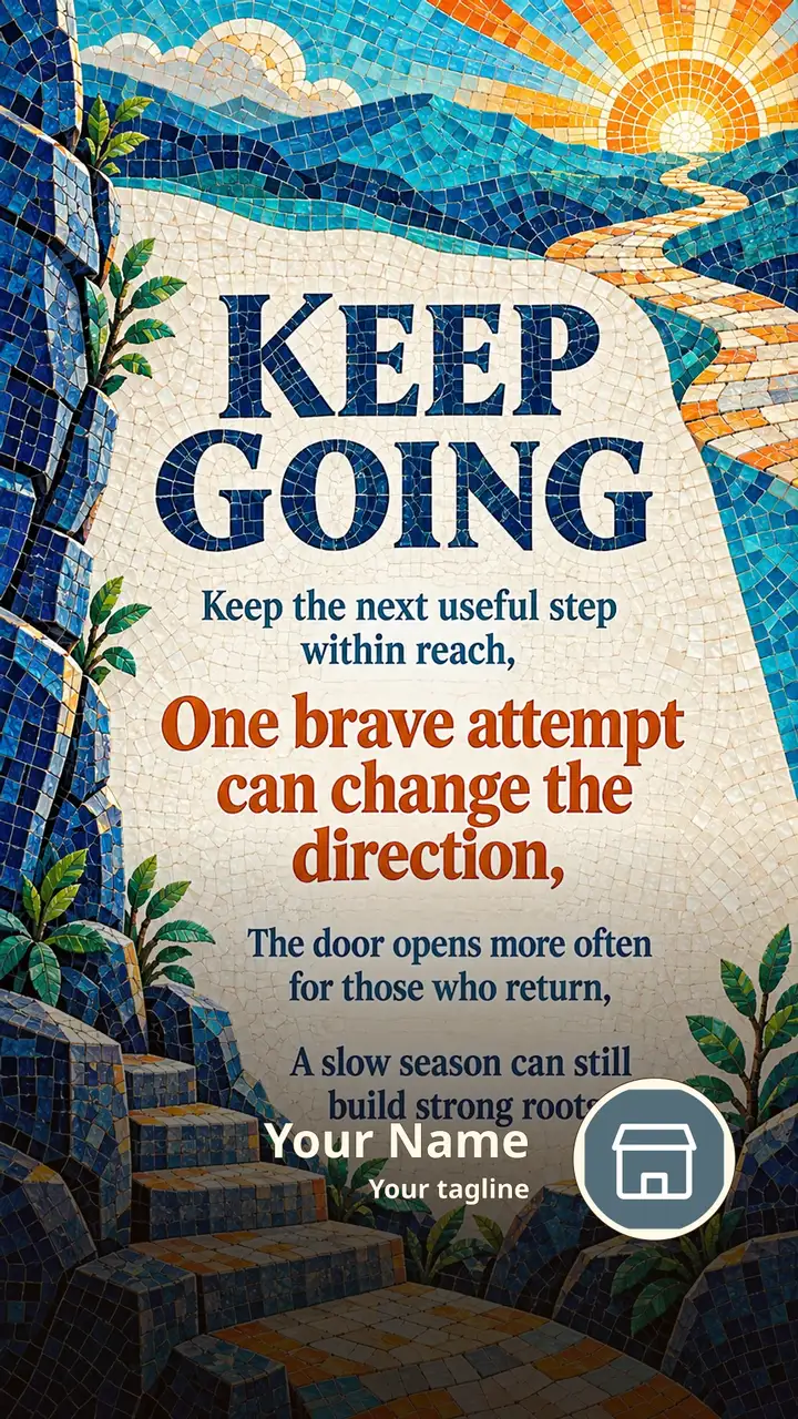 KEEP GOING - Keep the next useful step within reach, - One brave - Motivational Image, Nature, Mountains
