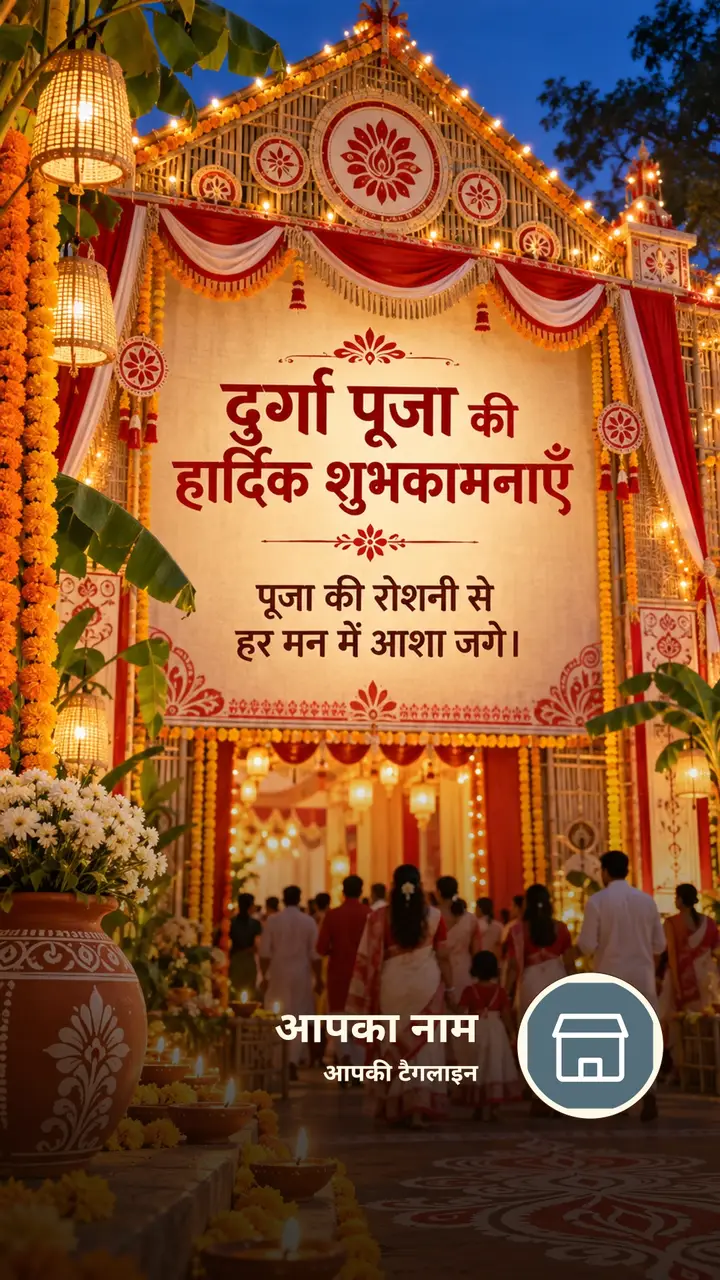 दुर्गा पूजा की हार्दिक शुभकामनाएँ - Festival Image, फूल, प्रकृति, दीया