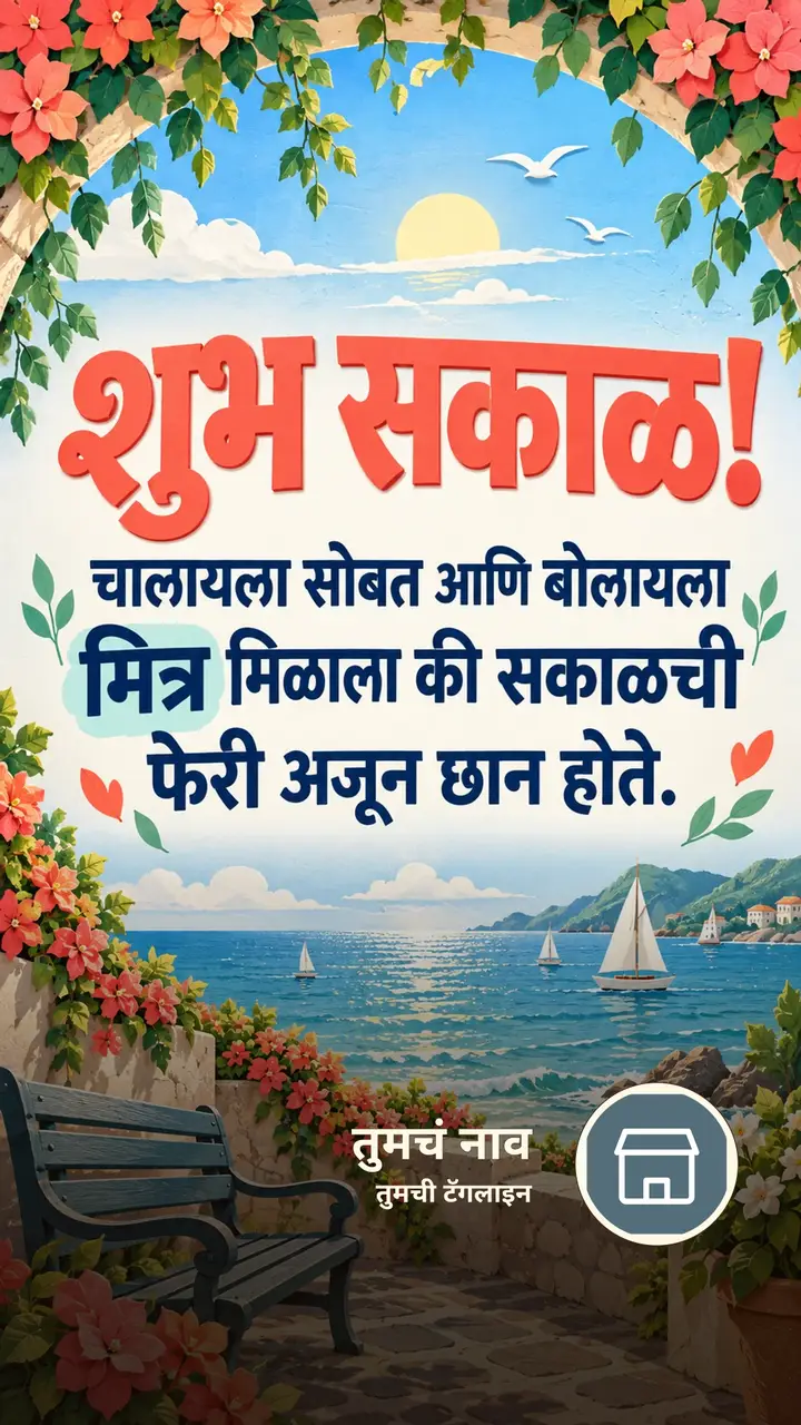 शुभ सकाळ! - चालायला सोबत आणि बोलायला - Shubh Sakal Image, समुद्र, आकाश
