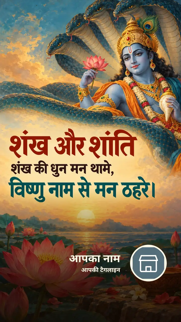शंख और शांति - Bhakti Image, फूल, कमल, दीया, विष्णु