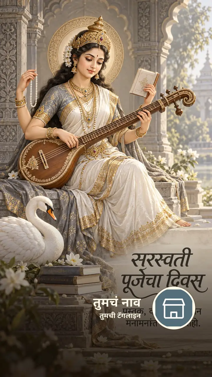 सरस्वती पूजेचा दिवस - Festival Image, फुलं, कमळ, पक्षी