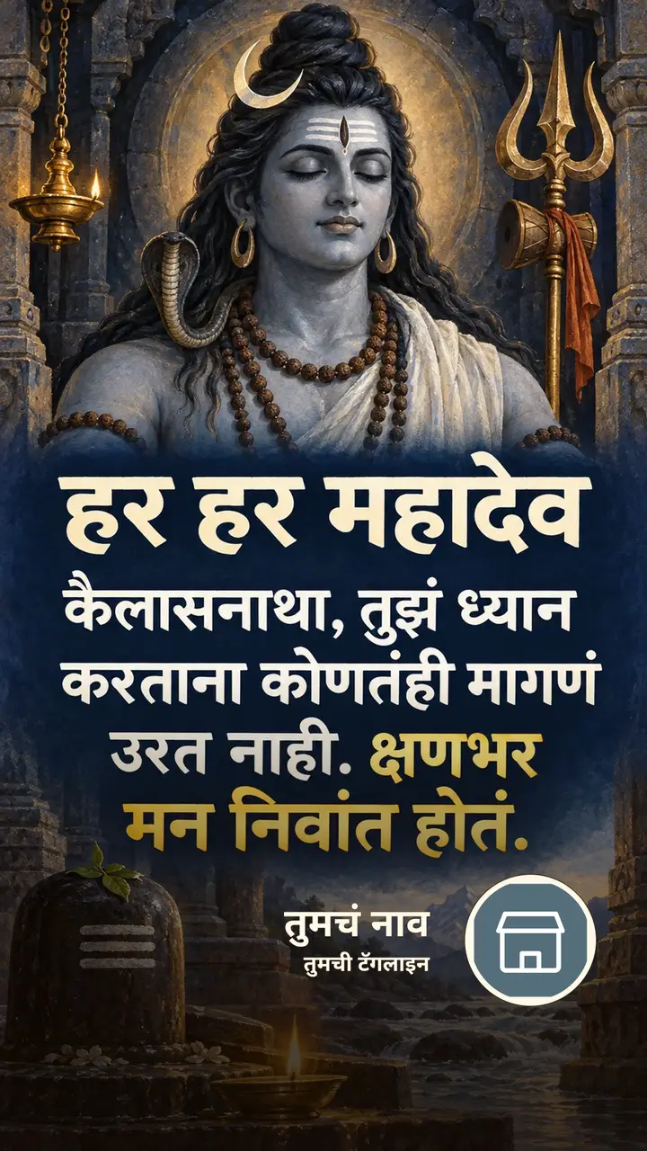 हर हर महादेव - कैलासनाथा, तुझं ध्यान - Bhakti Image, डोंगर, नदी, दिवा, शिव