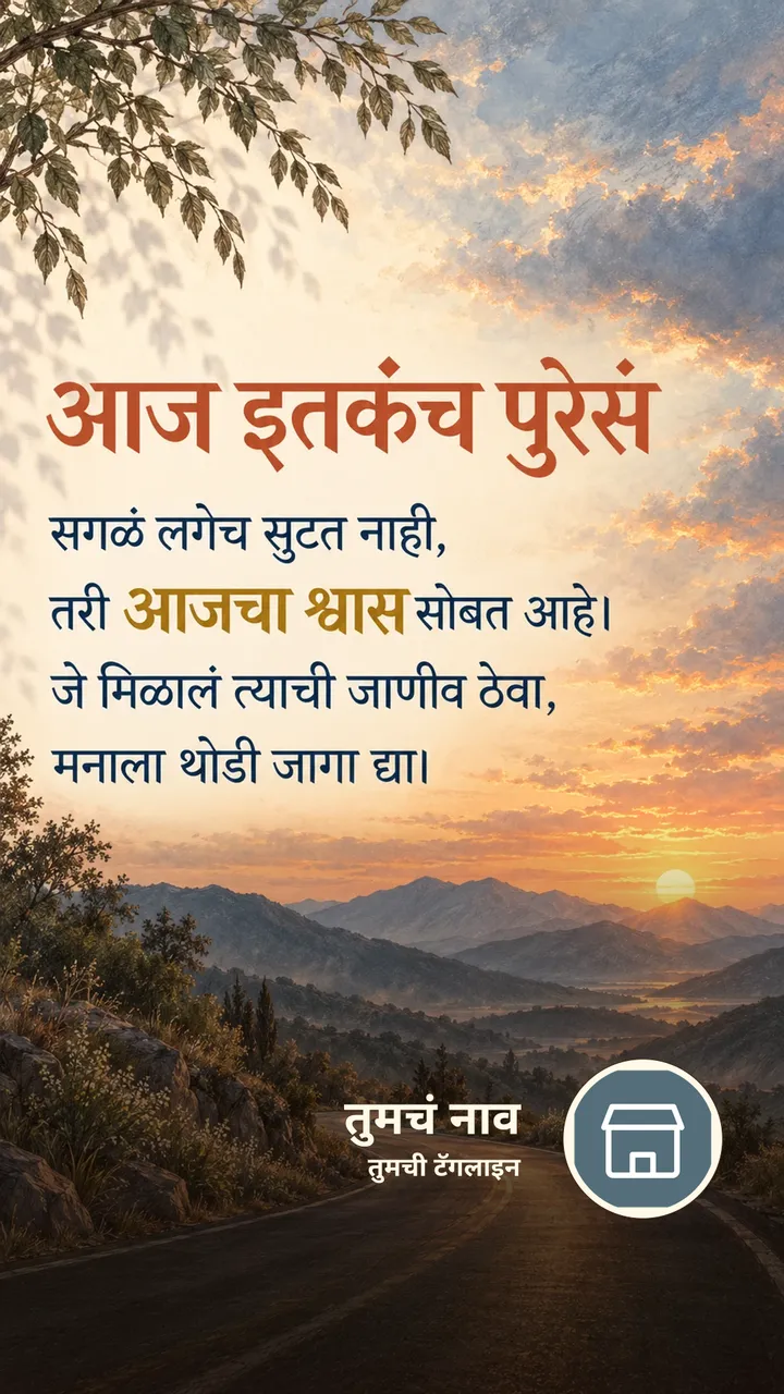 आज इतकंच पुरेसं - Suvichar Image, सूर्यास्त, निसर्ग, डोंगर