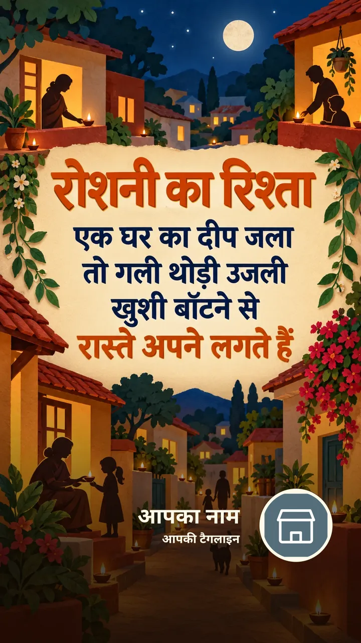 रोशनी का रिश्ता - Suvichar Image, दीया, गाँव, परिवार