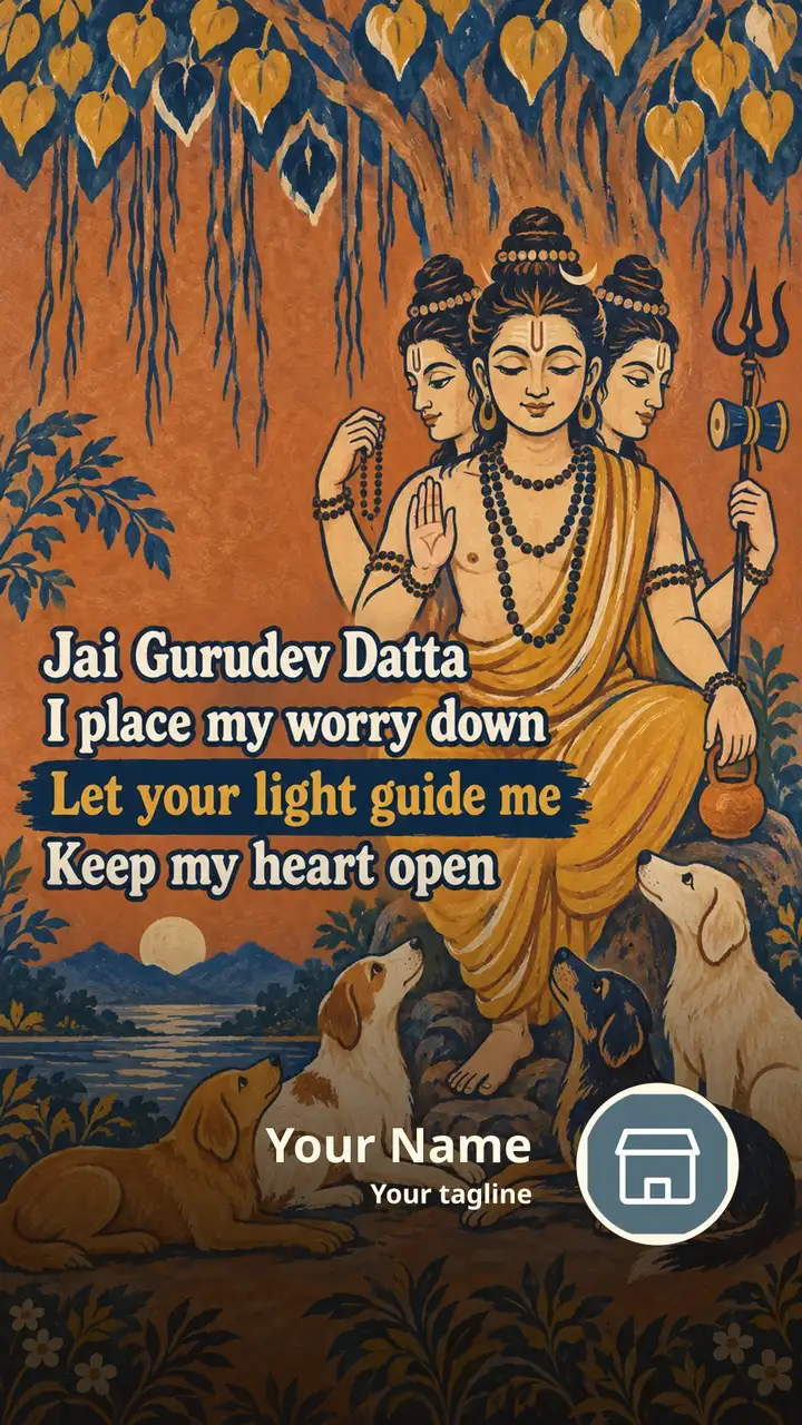 Jai Gurudev Datta - Devotional Image, Nature, Mountains, Dattatreya