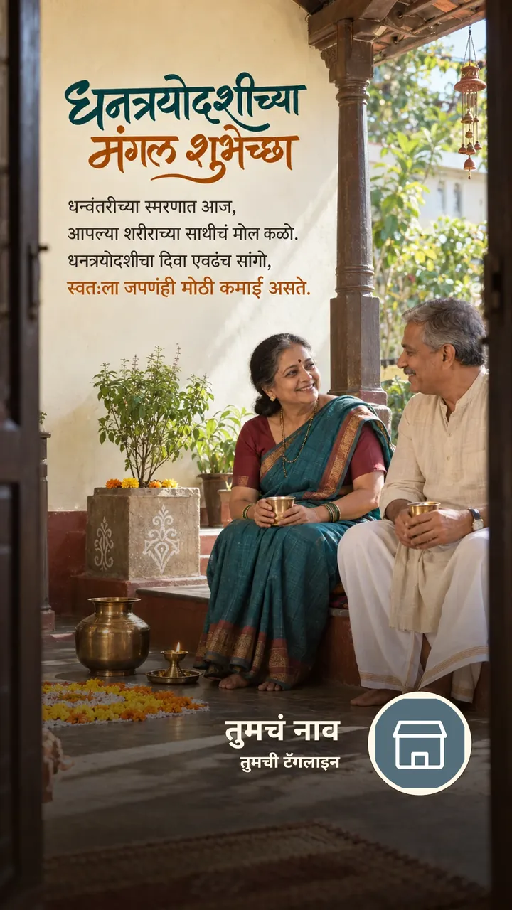 धनत्रयोदशीच्या मंगल शुभेच्छा - धन्वंतरीच्या स्मरणात आज, - Festival Image, फुलं, दिवा, जोडपं