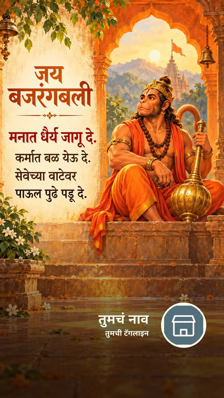 जय बजरंगबली - मनात धैर्य जागू दे. - Bhakti Image, हनुमान