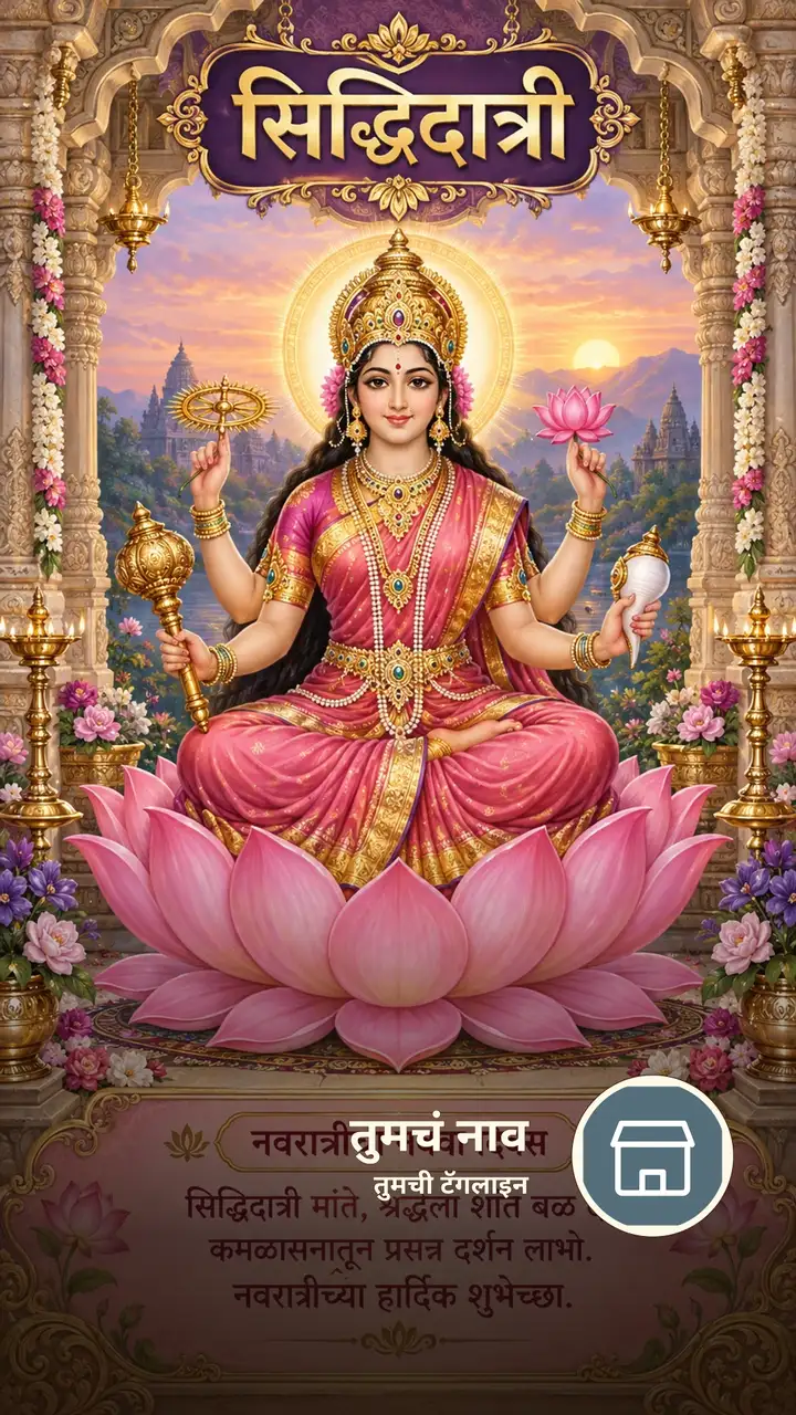 सिद्धिदात्री - नवरात्रीचा नववा दिवस - सिद्धिदात्री माते - Festival Image, फुलं, कमळ, दिवा, दुर्गा