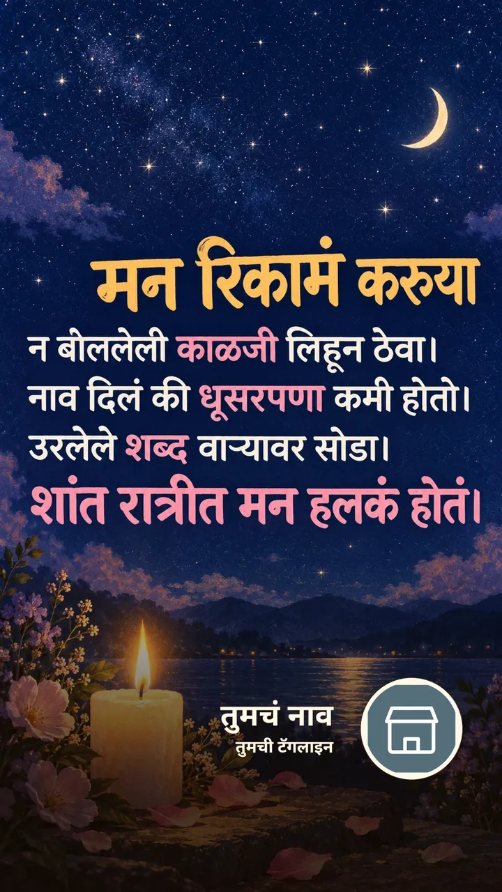 मन रिकामं करूया - Shubh Ratri Image, फुलं, चांदण्या, मेणबत्ती