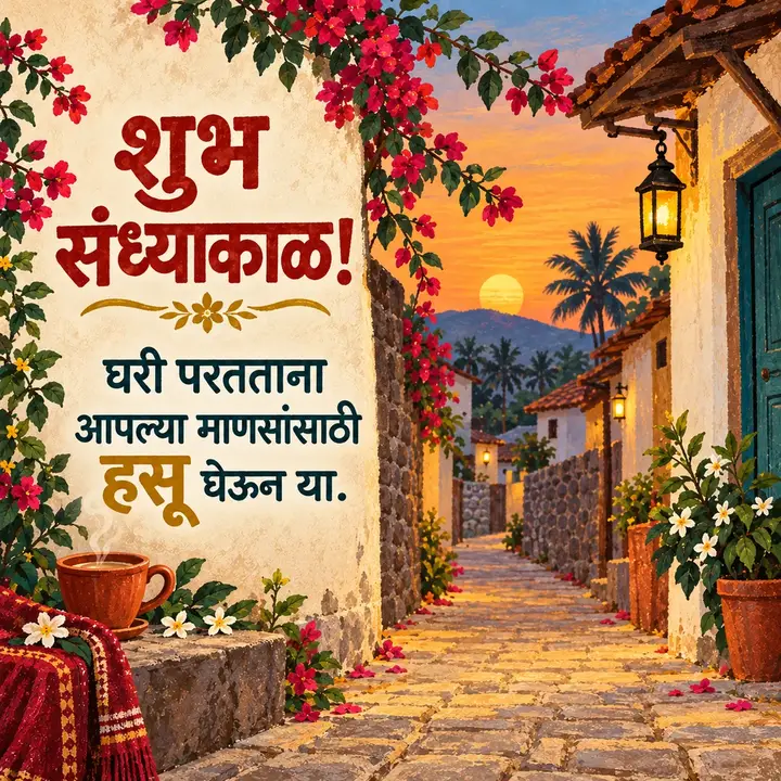 शुभ संध्याकाळ! - घरी परतताना - Sandhyakal Image, फुलं, गाव