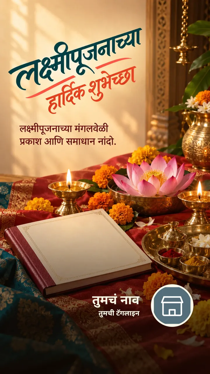 लक्ष्मीपूजनाच्या हार्दिक शुभेच्छा - लक्ष्मीपूजनाच्या - Festival Image, फुलं, कमळ, दिवा