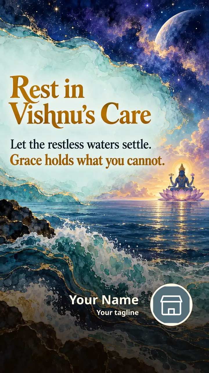 Rest in Vishnu’s Care - Devotional Image, Sea, Vishnu