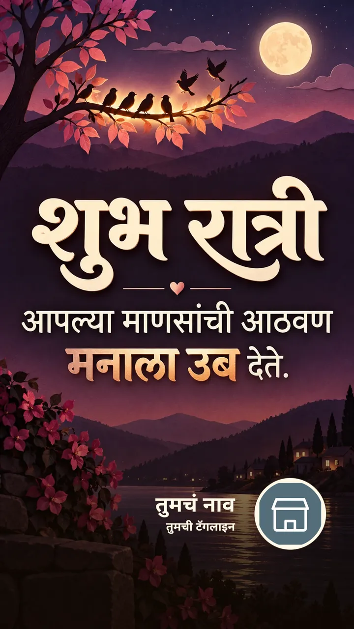 शुभ रात्री - आपल्या माणसांची आठवण - Shubh Ratri Image, चांदण्या, पक्षी