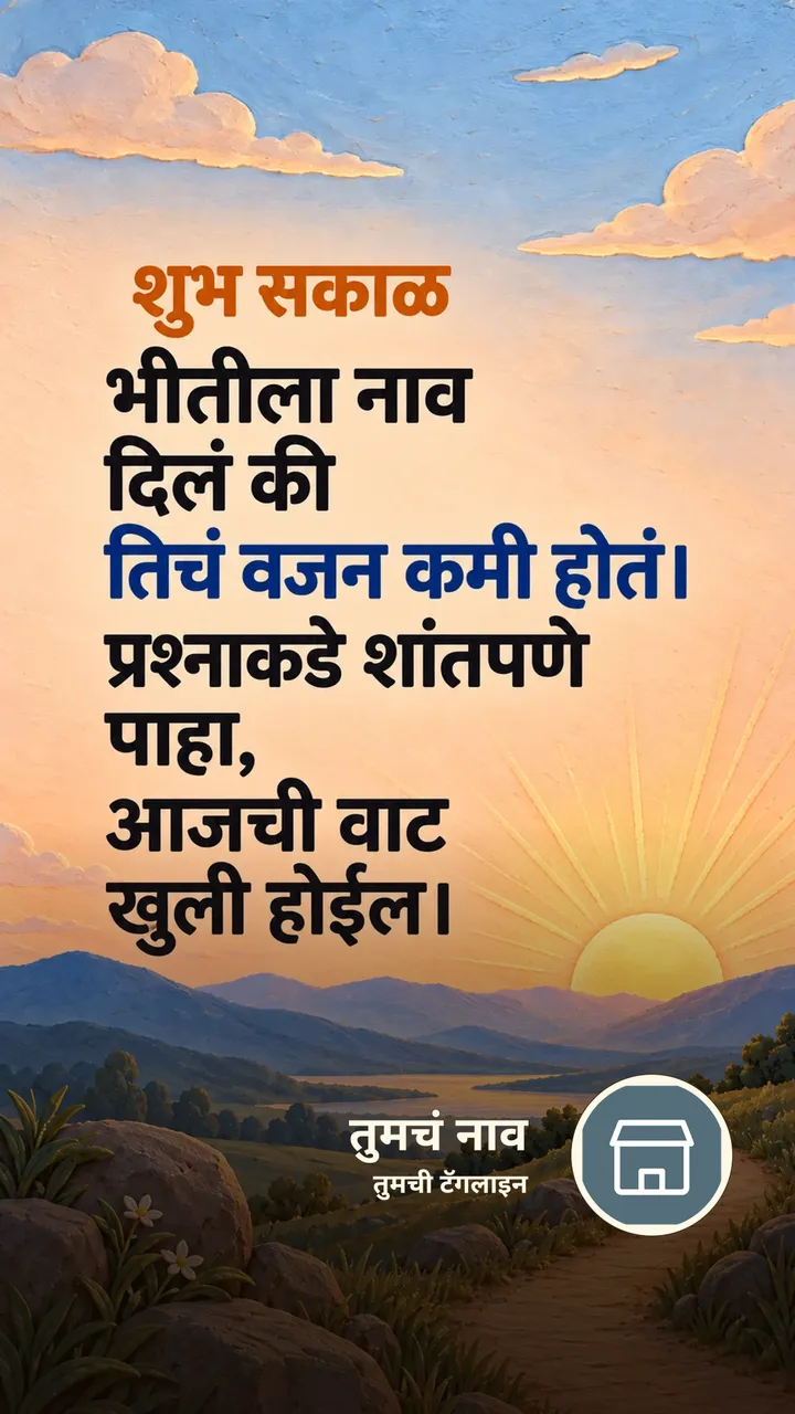शुभ सकाळ - भीतीला नाव दिलं की - Shubh Sakal Image, सूर्योदय, निसर्ग, आकाश