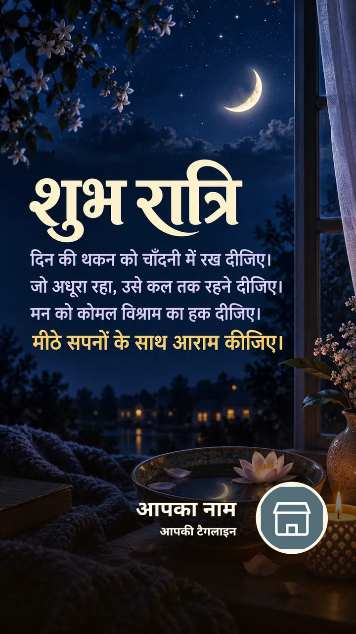 शुभ रात्रि - दिन की थकन को चाँदनी में रख दीजिए। - Shubh Ratri Image, चाँद, तारे, मोमबत्ती