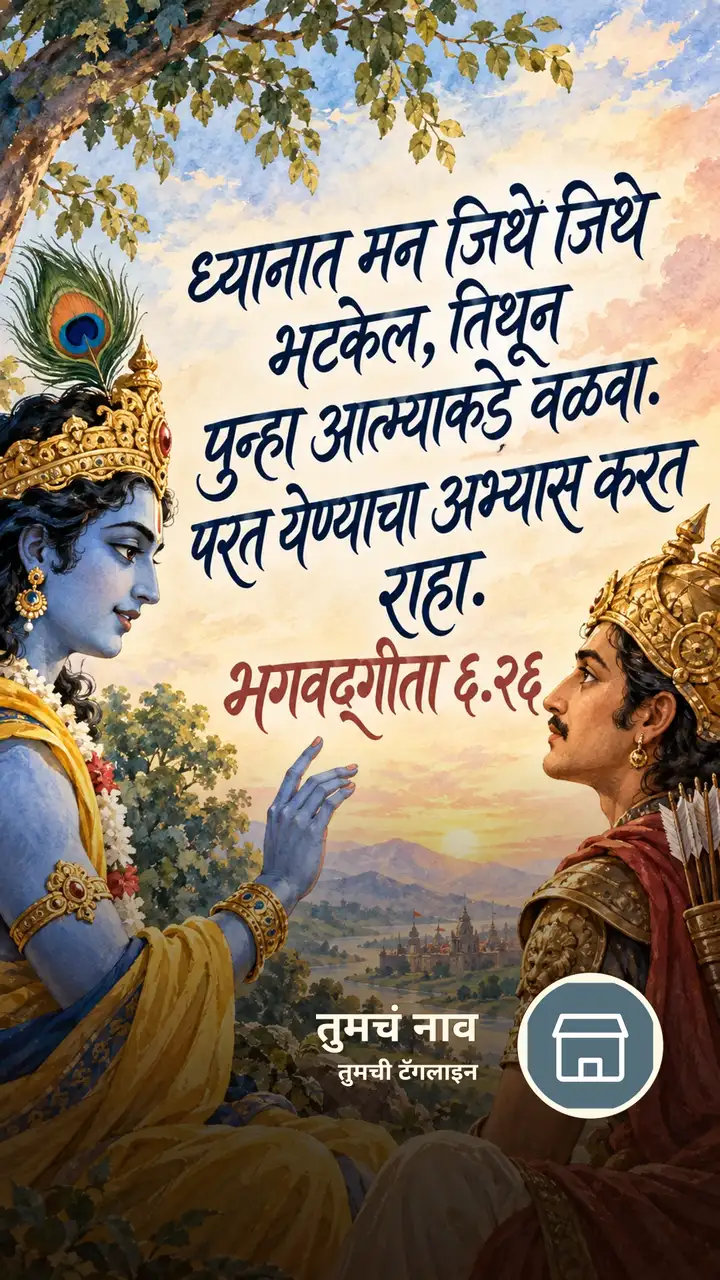 ध्यानात मन जिथे जिथे भटकेल, तिथून पुन्हा - Bhakti Image, कृष्ण