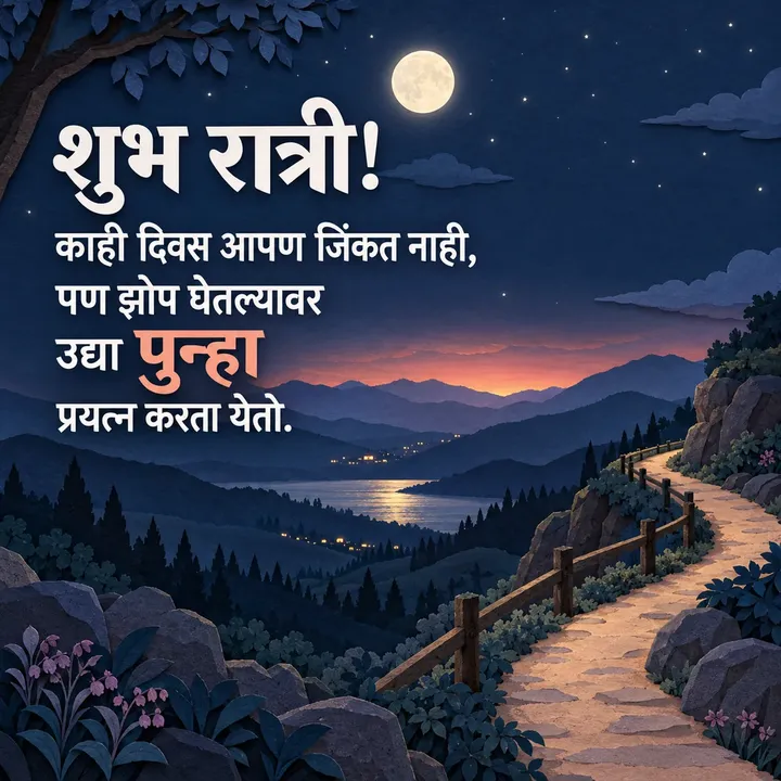 शुभ रात्री! - काही दिवस आपण जिंकत नाही, - Shubh Ratri Image, निसर्ग, डोंगर, चंद्र