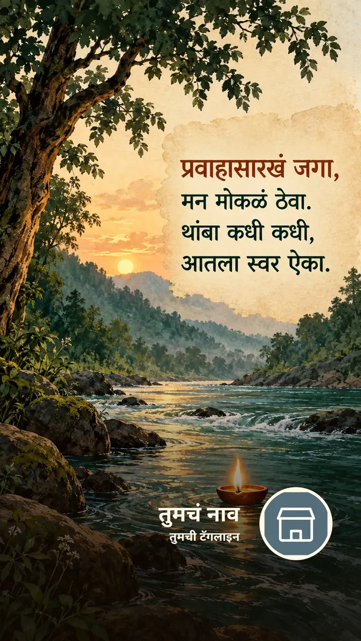 प्रवाहासारखं जगा, - Suvichar Image, नदी, दिवा