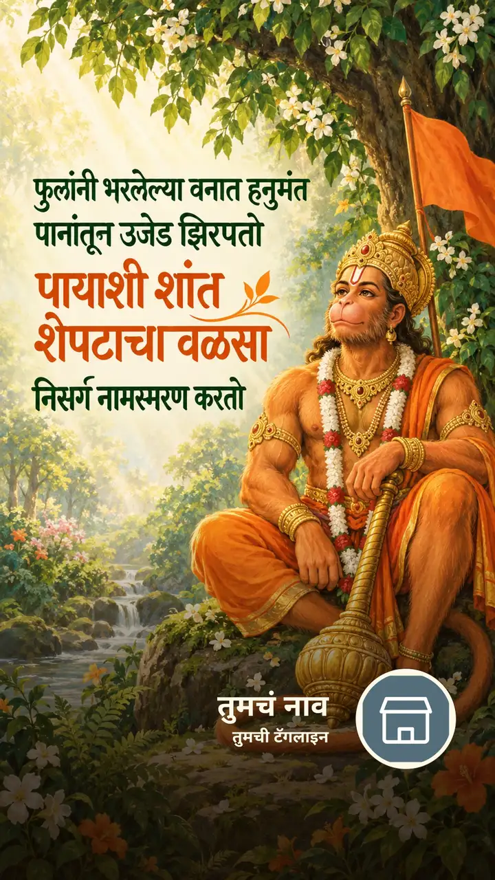 फुलांनी भरलेल्या वनात हनुमंत - Bhakti Image, हनुमान