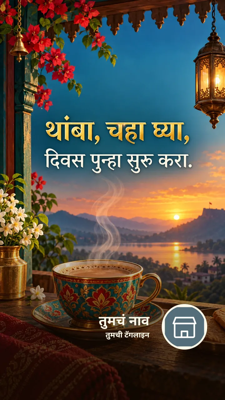 थांबा, चहा घ्या, - Suvichar Image, फुलं