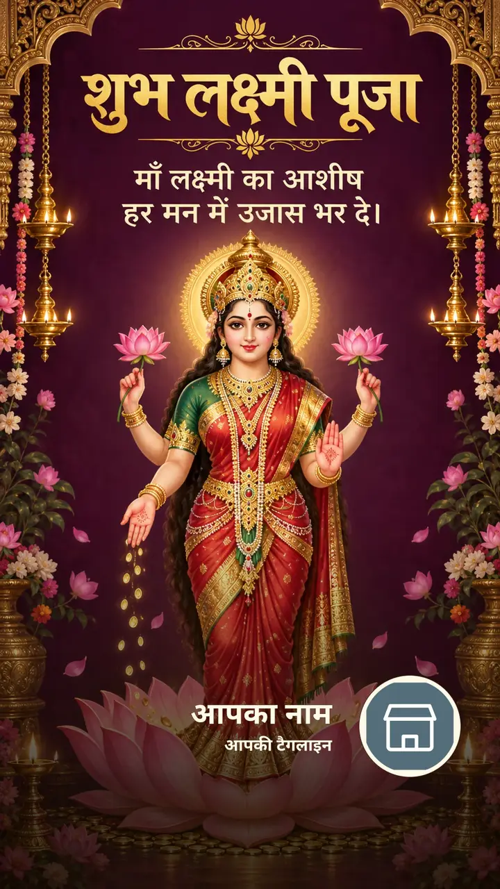 शुभ लक्ष्मी पूजा - Festival Image, फूल, कमल, लक्ष्मी