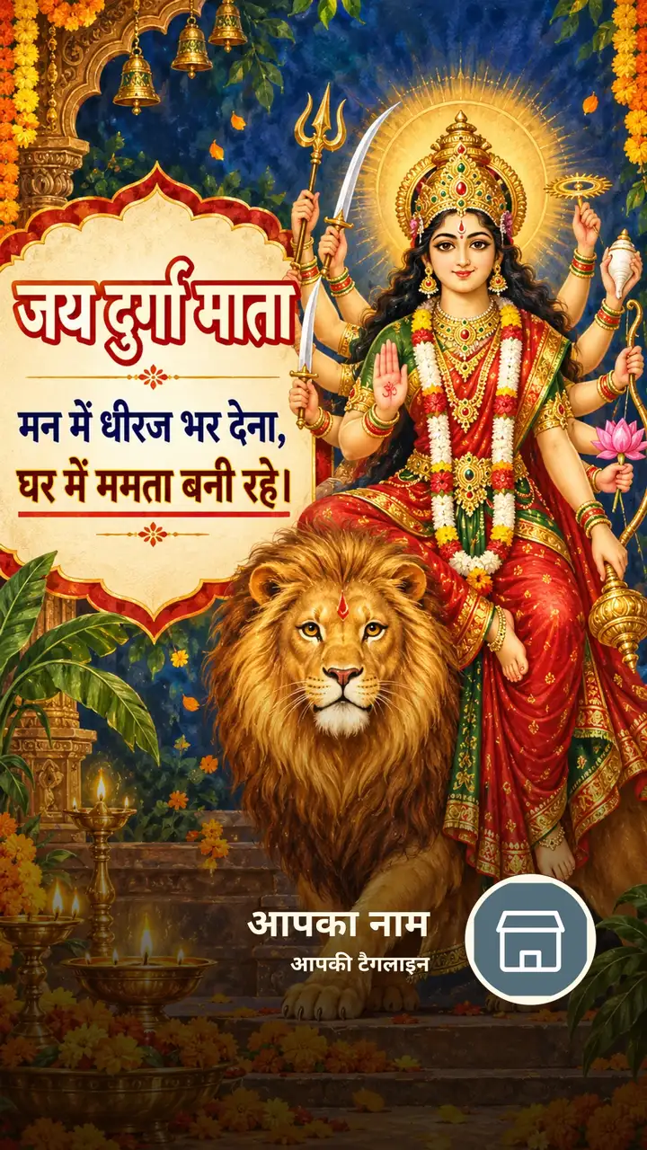 जय दुर्गा माता - Bhakti Image, फूल, दीया, दुर्गा